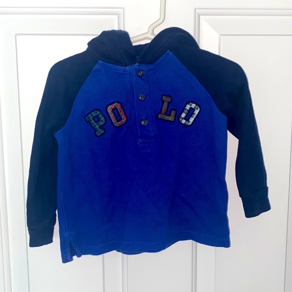 Polo Long Sleeve 3/4 Button Up Shirt with Hood - 18 M